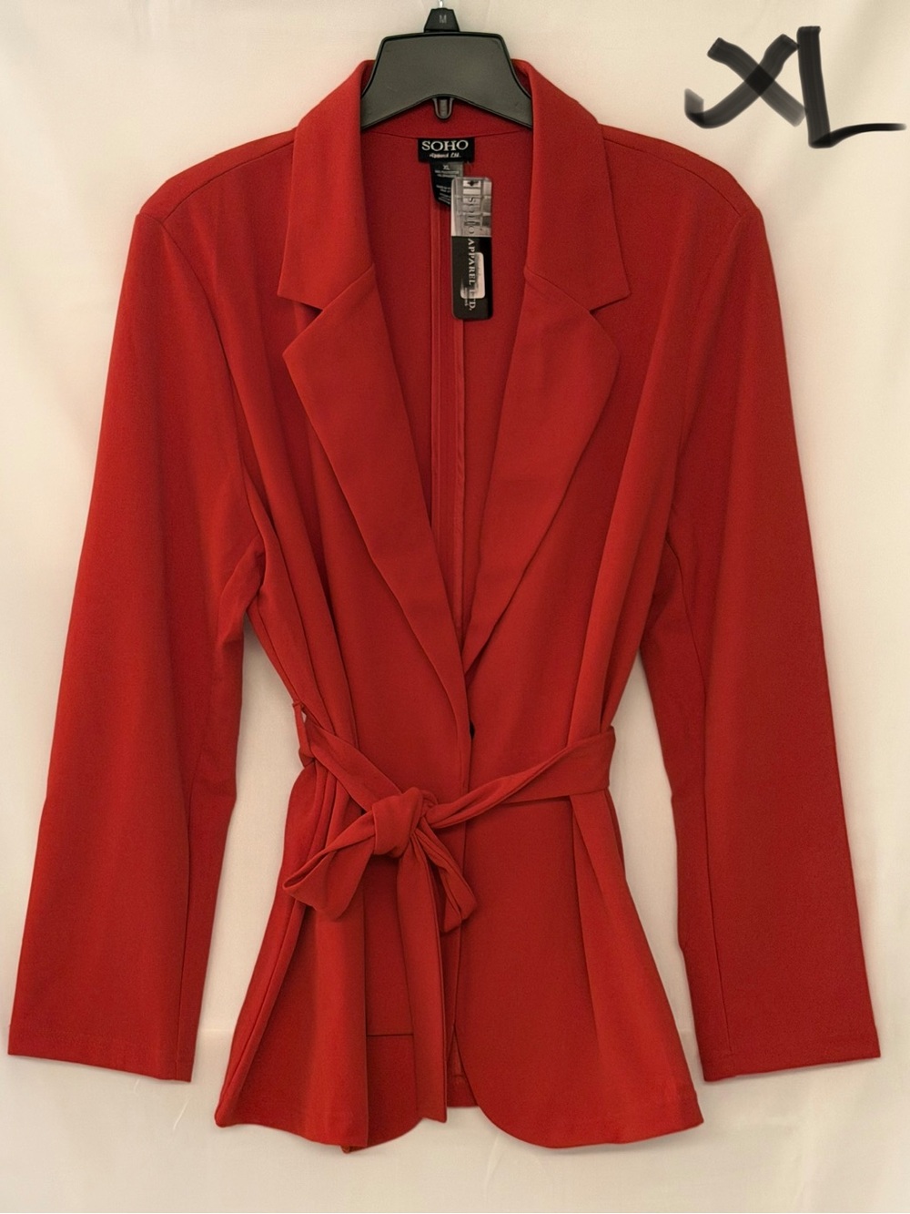 SOHO Red Tie-Waist Blazer Jacket